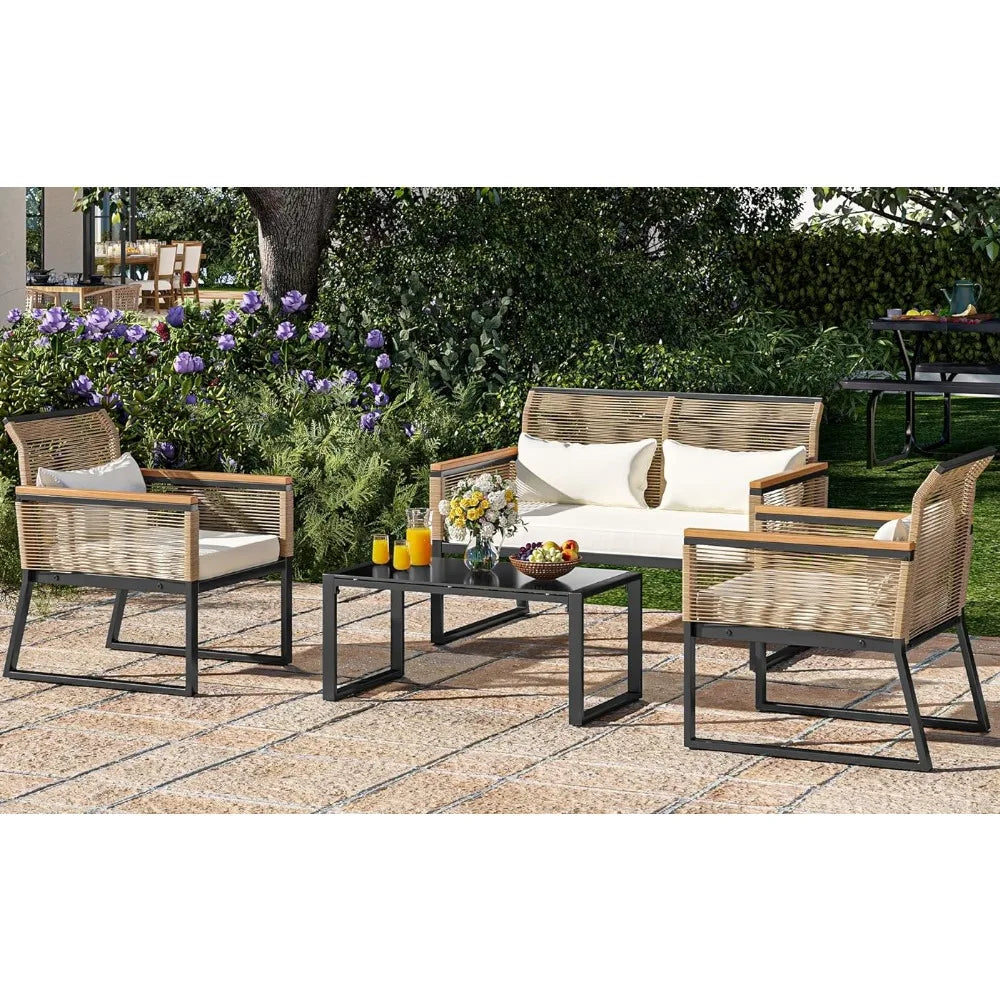 Wicker Outdoor Bistro Set, 4-Piece