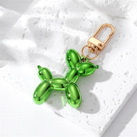 Metallic Balloon Dog Keychain - Vibrant Resin Charm with Zinc Alloy Clip