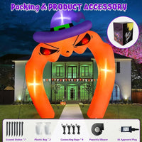 10ft Giant Inflatable Pumpkin with Witch Hat – Spooky Halloween Yard Decoration with LED Lights