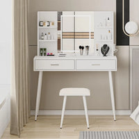 Makeup Table With Stool and Mirror - White