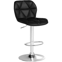 Set of 2 Adjustable Swivel Bar Stools with Padded Seats and Chrome Base – Modern Black Faux Leather Counter Height Chairs