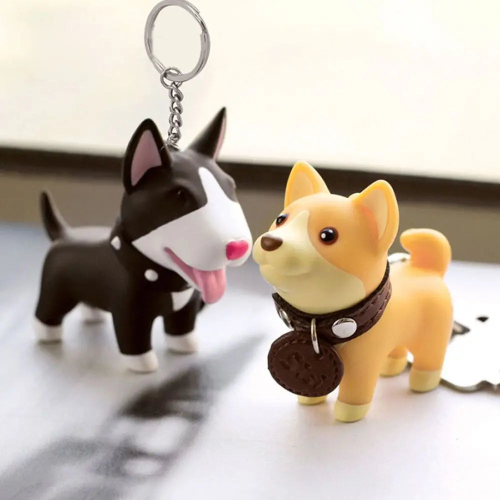 Cute Dog Rubber Keychain - 4 Colors with Zinc Alloy Chain