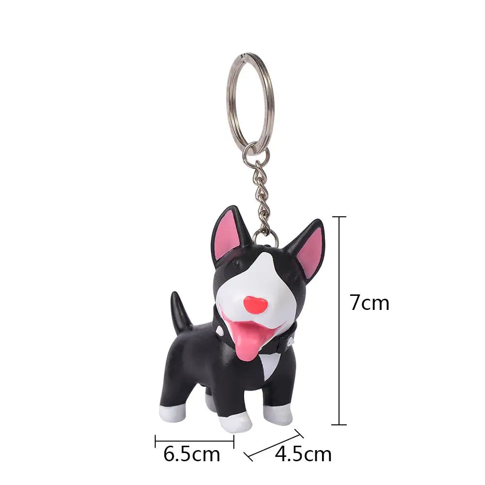 Cute Dog Rubber Keychain - 4 Colors with Zinc Alloy Chain