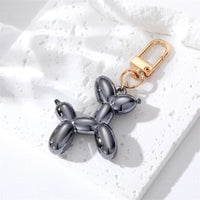 Metallic Balloon Dog Keychain - Vibrant Resin Charm with Zinc Alloy Clip