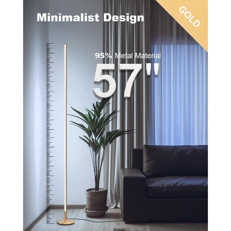 Slim Modern LED Floor Lamp - Minimalist Dimmable Light for Living Room or Bedroom Corner Lighting