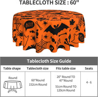 Halloween Round Tablecloth with ‘Boo!’ and Spooky Icons Design – Orange and Black Festive Decor