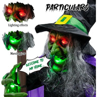 12ft Animated Hovering Witch with Broomstick – Halloween Animatronic Decor