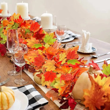 Fall Maple Leaf Garland - Vibrant Autumn Home Decor for Thanksgiving & Halloween