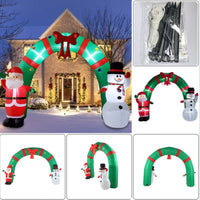 10-Foot LED-Lit Christmas Inflatable Archway with Santa and Snowman – Festive Outdoor Holiday Decoration