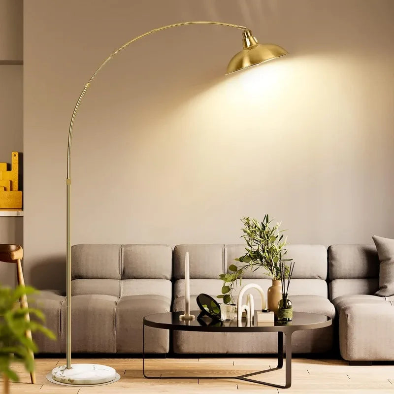 Modern Arc Floor Lamp with Adjustable  Shade & Heavy Cast Iron Base