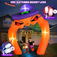 10ft Giant Inflatable Pumpkin with Witch Hat – Spooky Halloween Yard Decoration with LED Lights