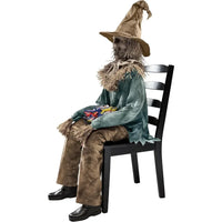 4.5ft Sitting Scarecrow Halloween Prop – Spooky Candy Holder for Yard or Indoor Decor