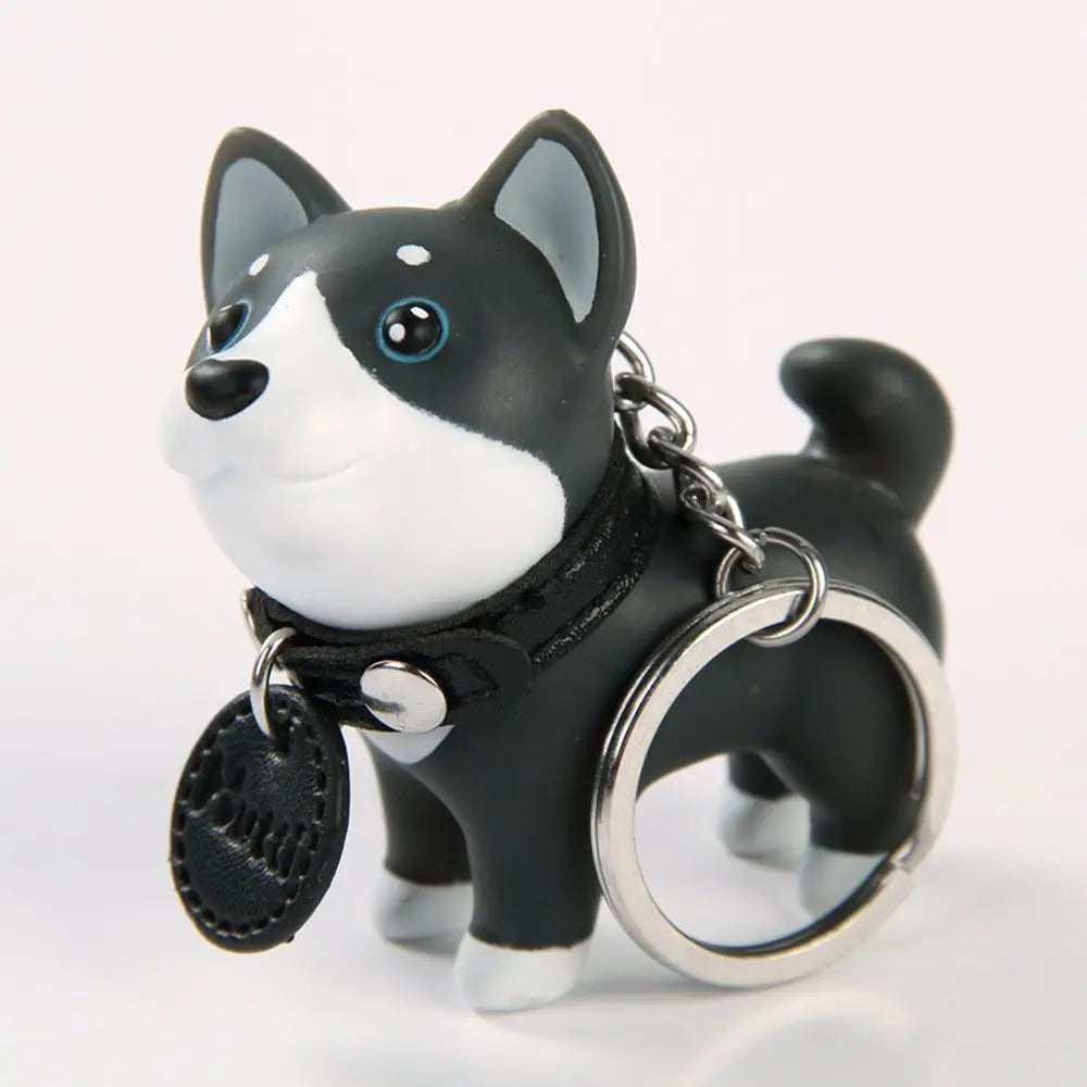 Cute Dog Rubber Keychain - 4 Colors with Zinc Alloy Chain