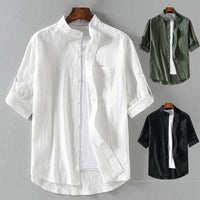 Five-point Mid-sleeve  Short-sleeved Shirt