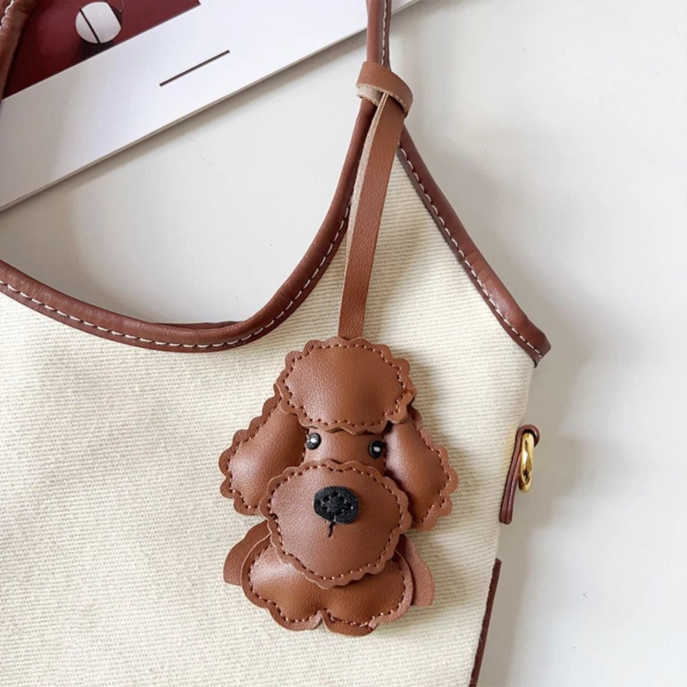 Cute PU Leather Puppy Keychain - Cartoon Dog Bag Pendant