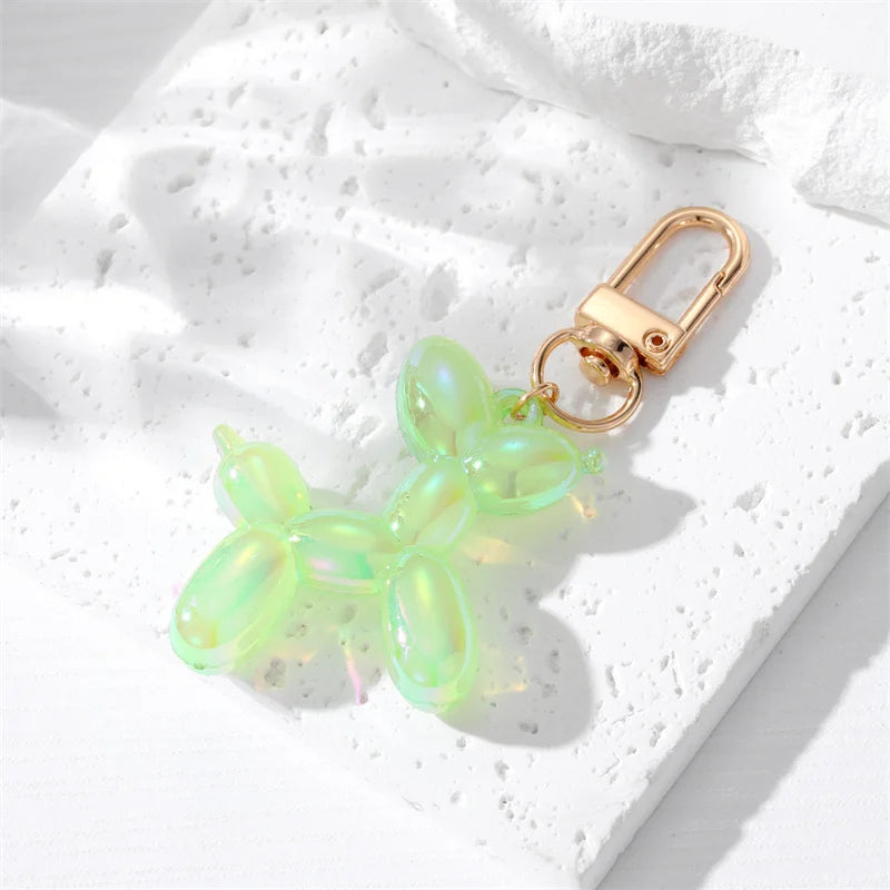 Metallic Balloon Dog Keychain - Vibrant Resin Charm with Zinc Alloy Clip