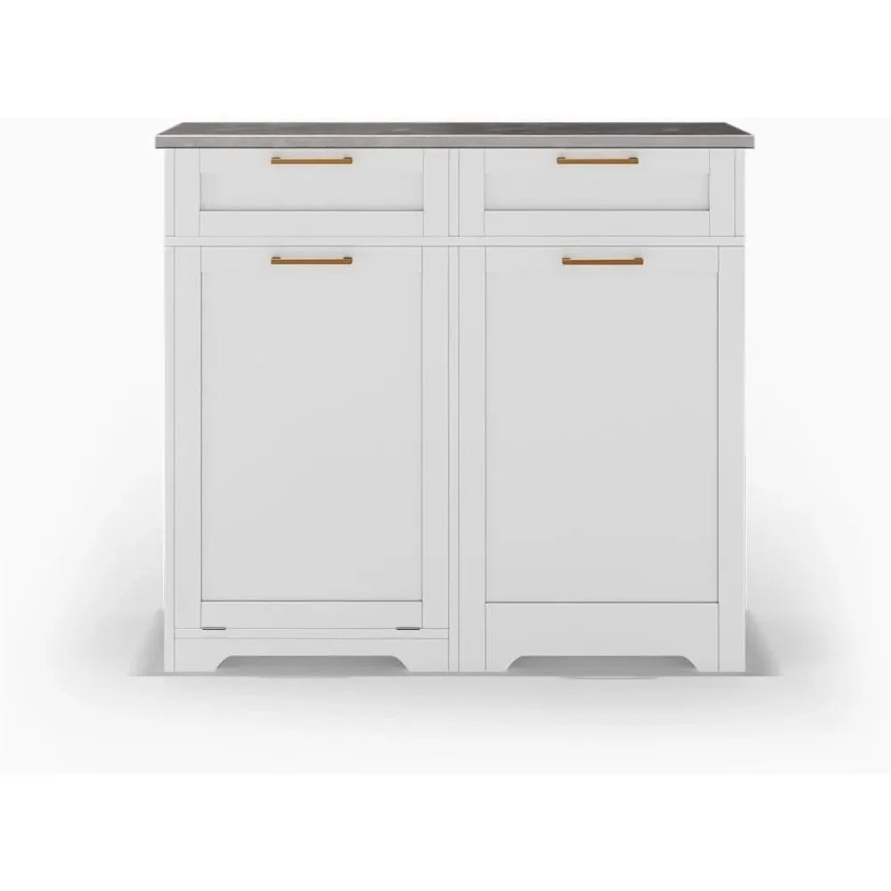 Kitchen Trash Can Cabinet - White