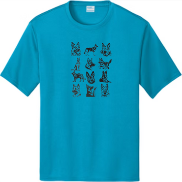 Performance Tee with Stylish German Shepherd Grid Design