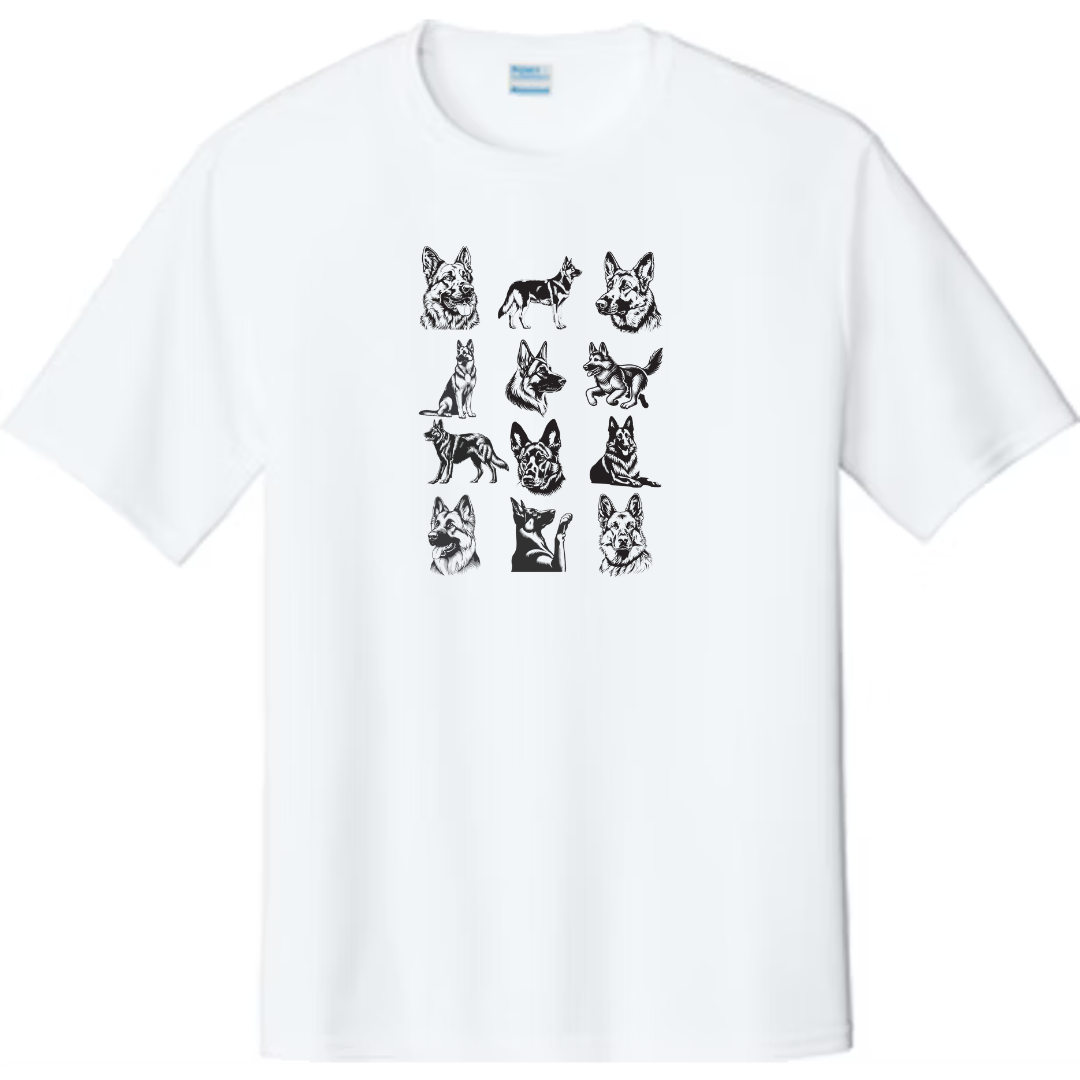 Performance Tee with Stylish German Shepherd Grid Design