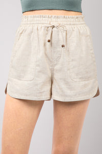 Women's Eco-Friendly Drawstring Linen Shorts with Side Pockets