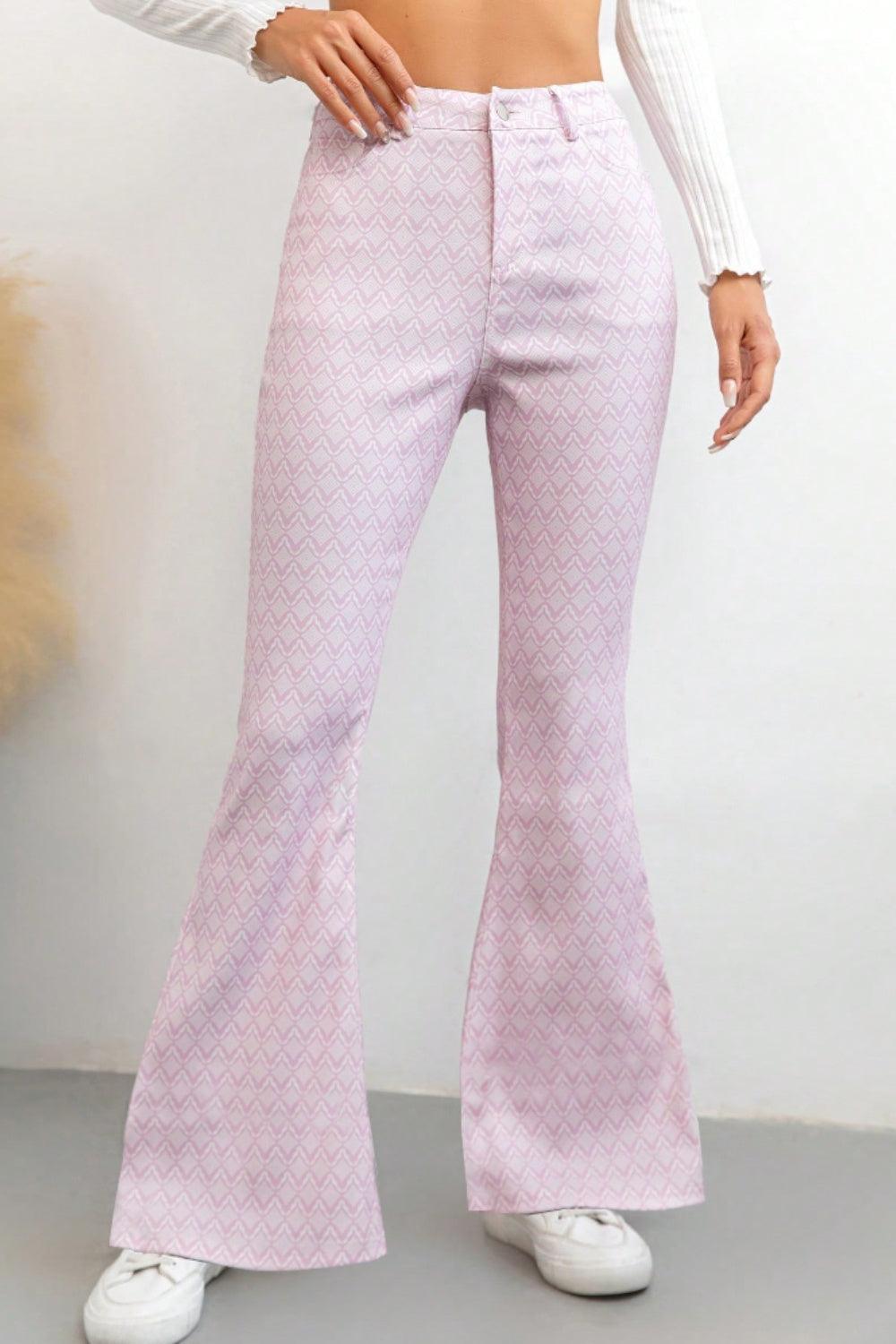 Women's High-Waist Patterned Flare Pants – Multiple Colors