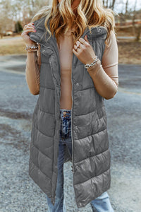 Longline Puffer Vest with Lined Interior – Sleek Sleeveless Layering Essential