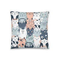 Retro Kitty Printed Throw Pillow