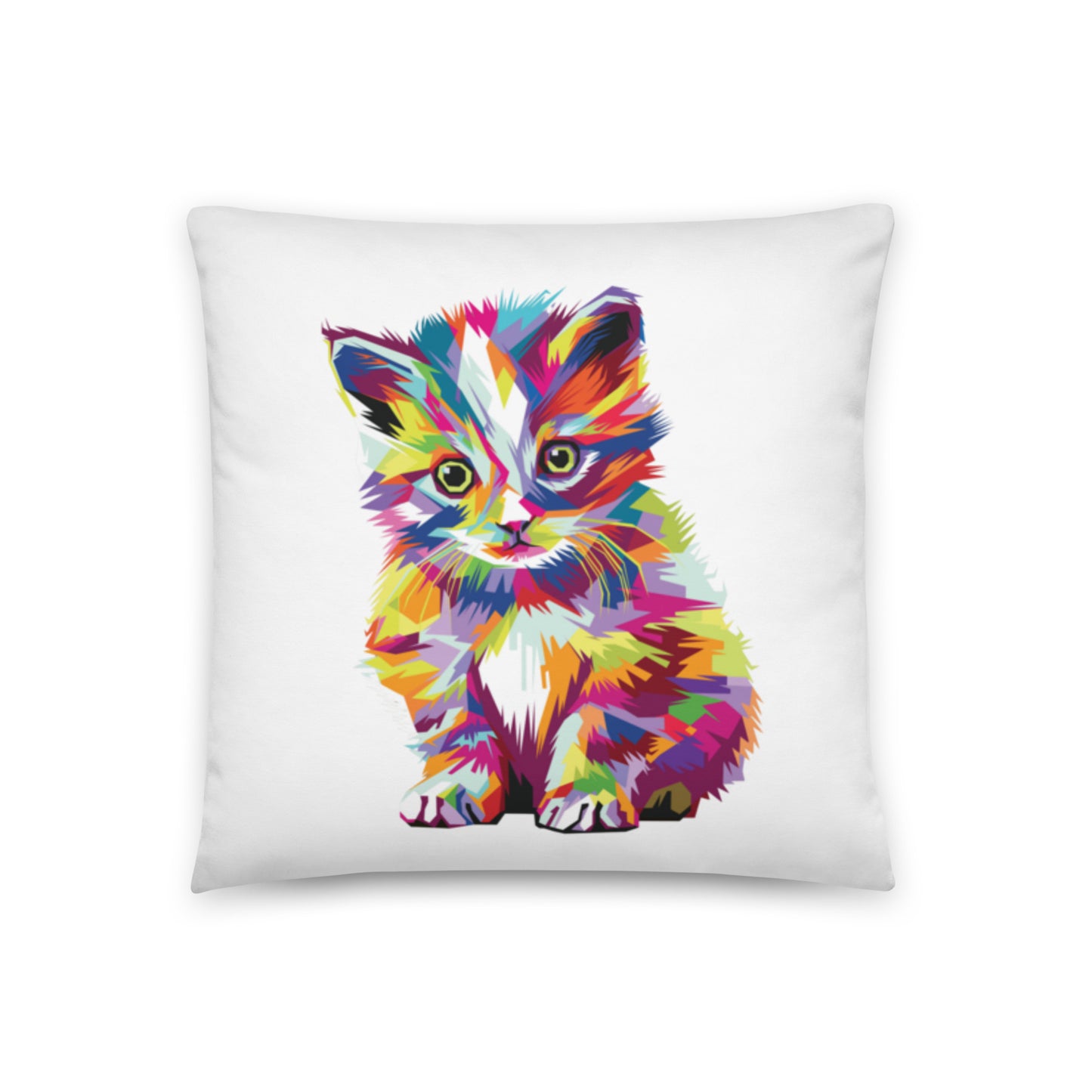 Multi-Color Kitty Throw Pillow