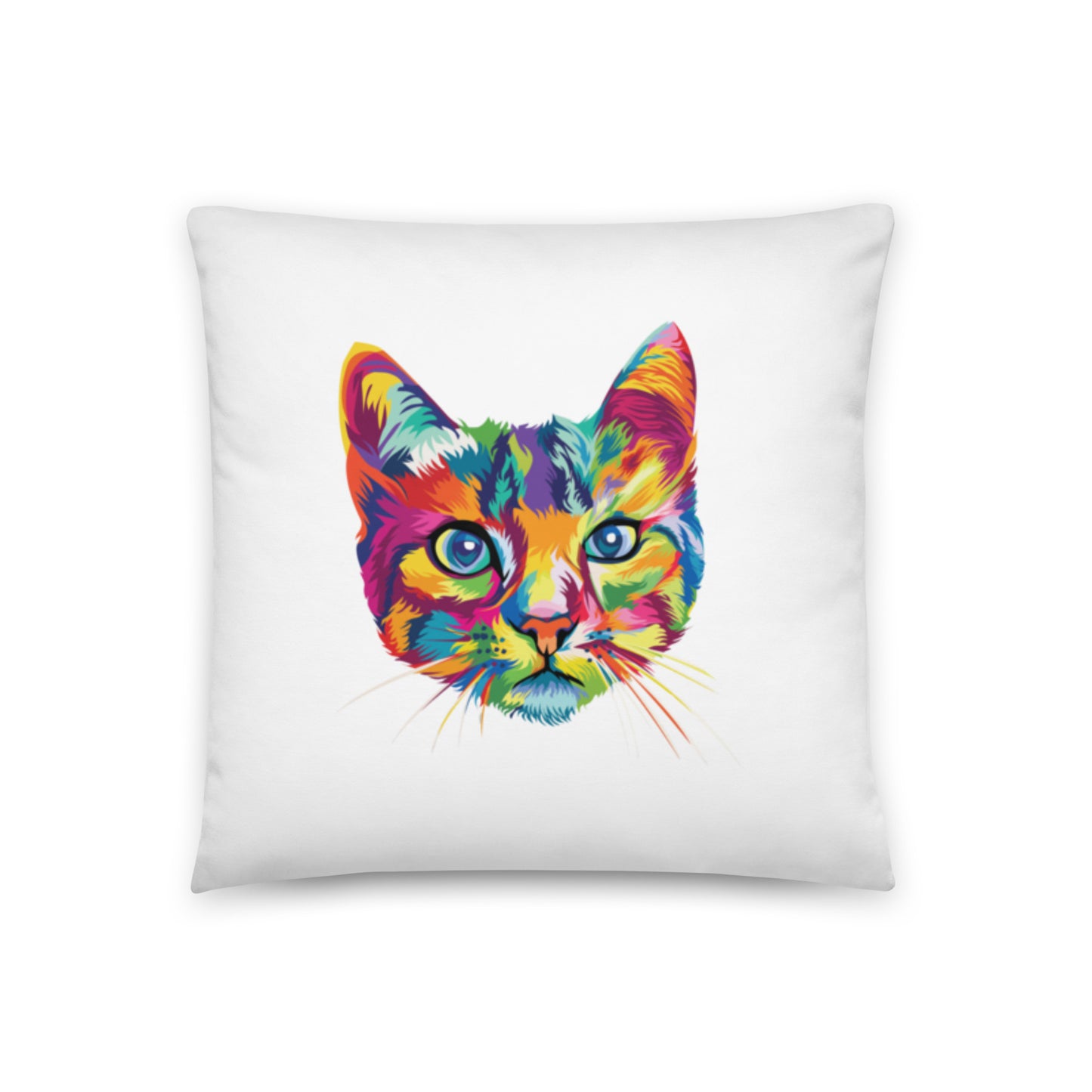 Multi-color Cat Face Throw Pillow