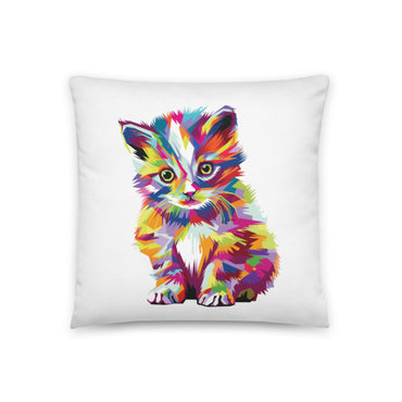 Multi-Color Kitty Throw Pillow