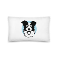 Collie Craze Printed Happy Blue Throw Pillow