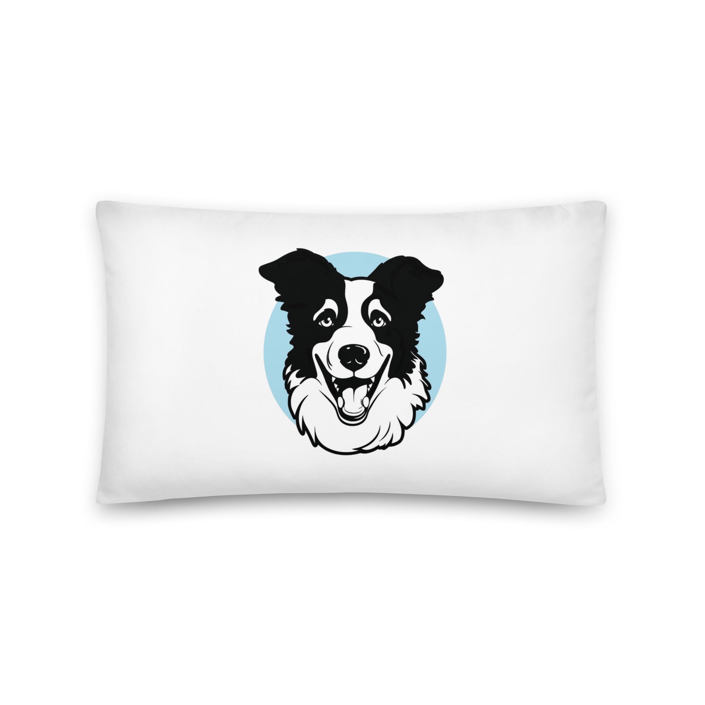 Collie Craze Printed Happy Blue Throw Pillow