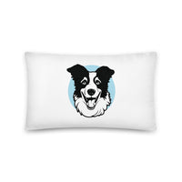 Collie Craze Printed Happy Blue Throw Pillow