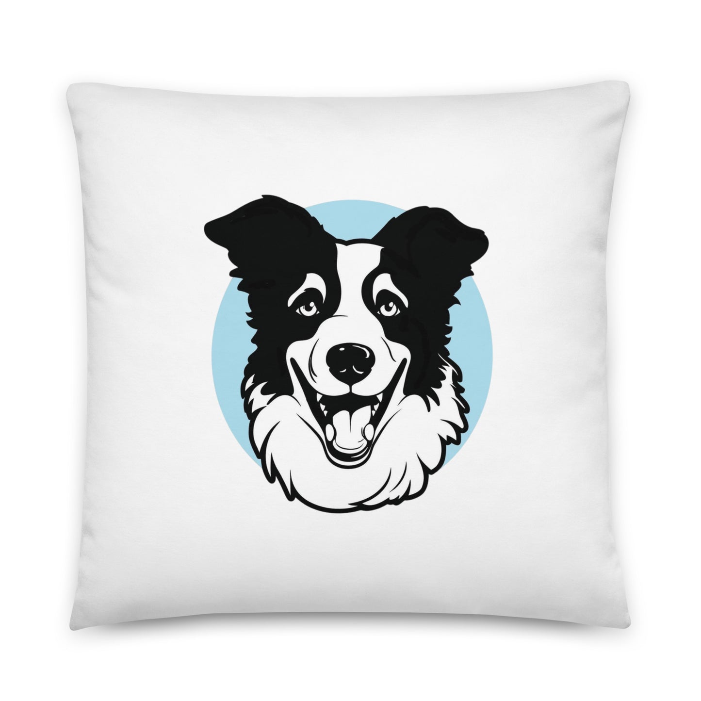 Collie Craze Printed Happy Blue Throw Pillow