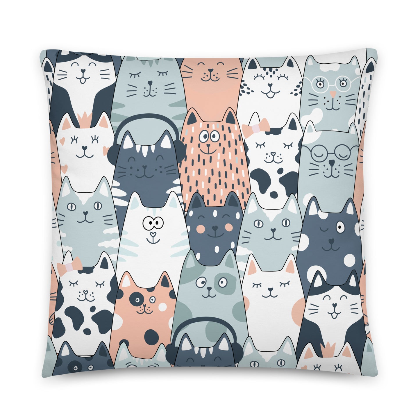 Retro Kitty Printed Throw Pillow