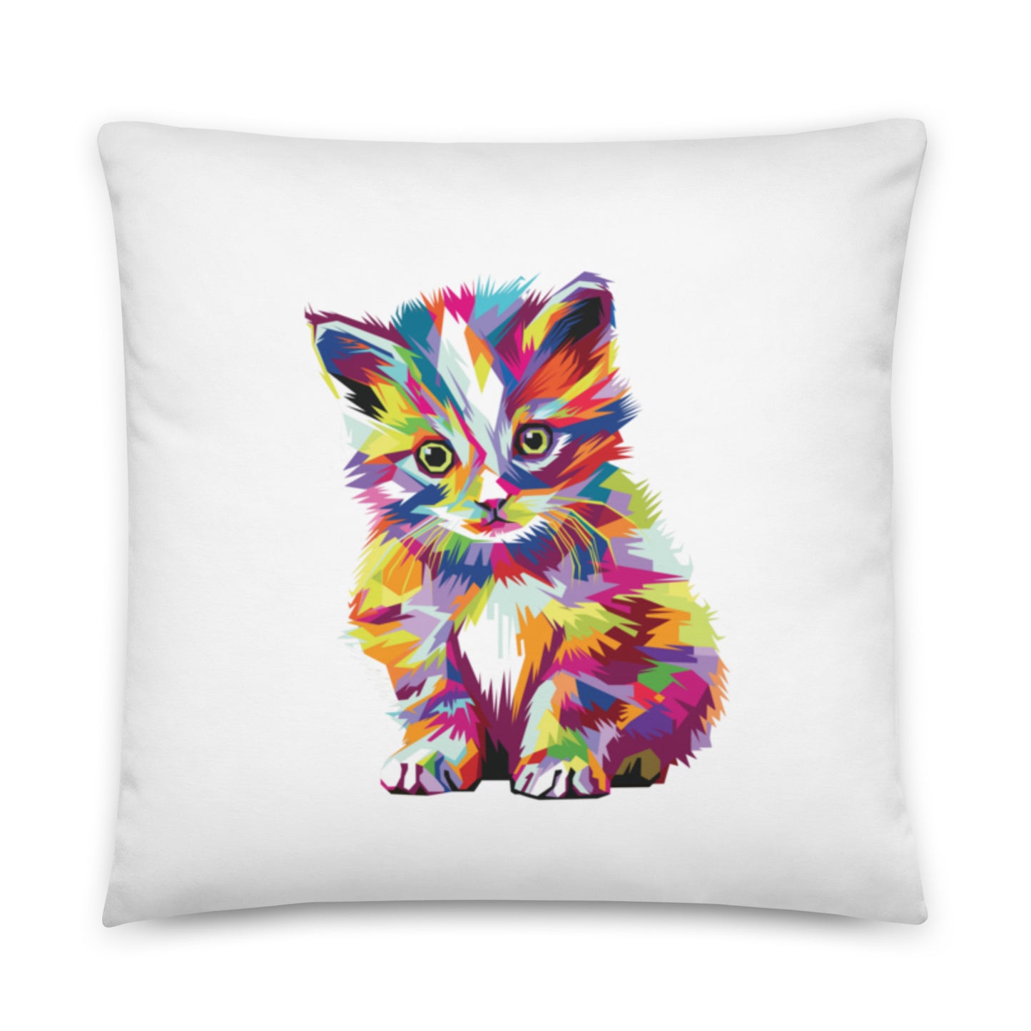 Multi-Color Kitty Throw Pillow