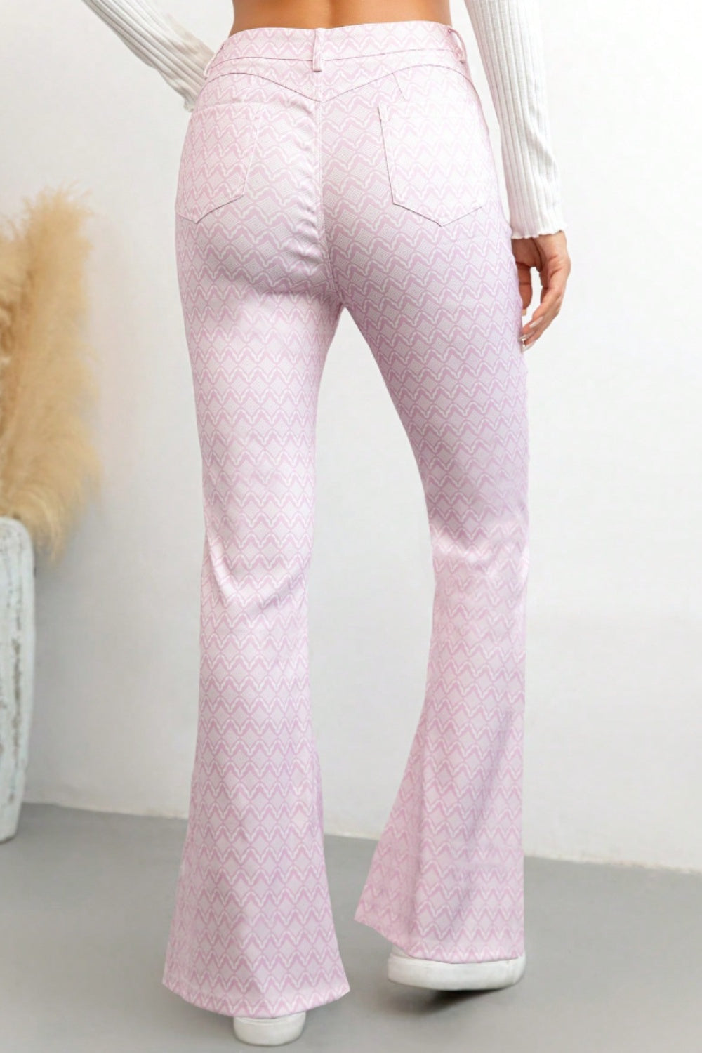 Women's High-Waist Patterned Flare Pants – Multiple Colors