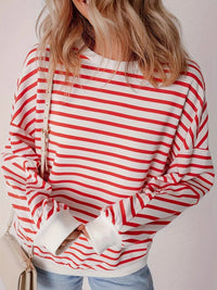 Women’s Striped Long-Sleeve Crewneck Top – Casual & Timeless Style