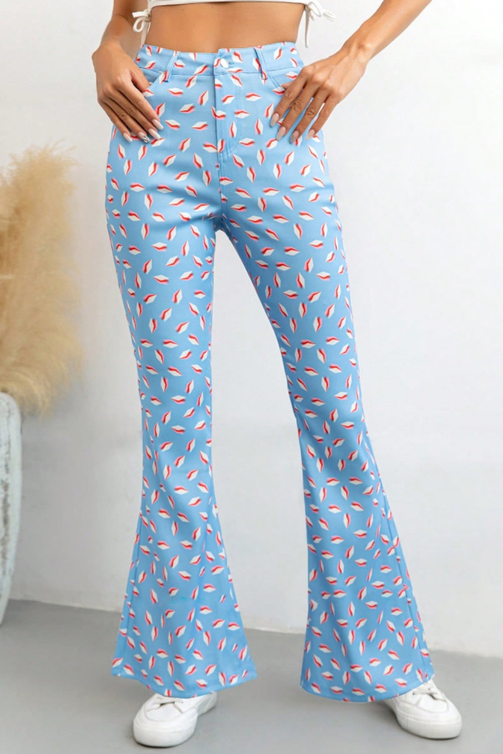 Women's High-Waist Patterned Flare Pants – Multiple Colors