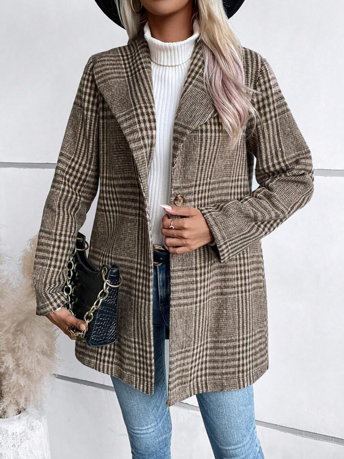 Plaid Buttoned Coat – Lightweight Longline Outerwear