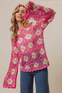 Boho Daisy Crochet Lace Cover Up