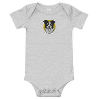 Embroidered Collie Craze Happy Yellow Baby One Piece