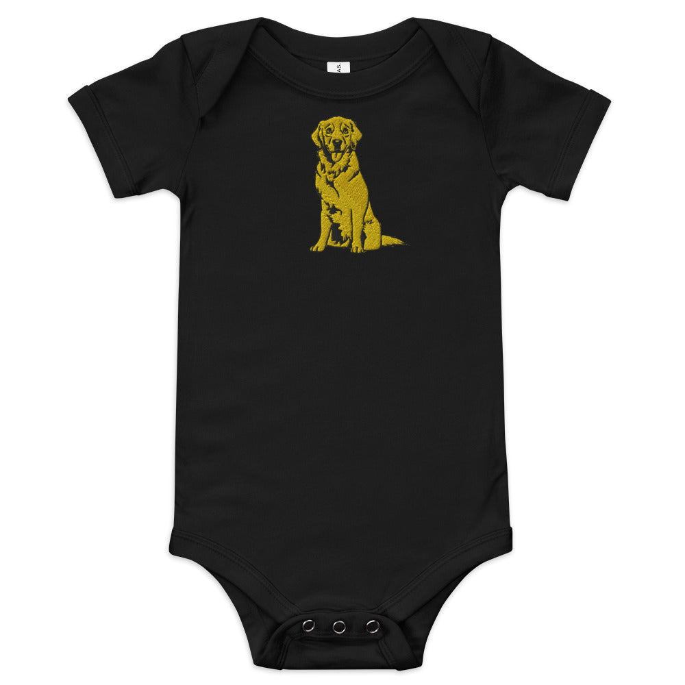 Golden Boy Classic Embroidered Baby short sleeve one piece