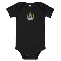 Embroidered Collie Craze Happy Yellow Baby One Piece