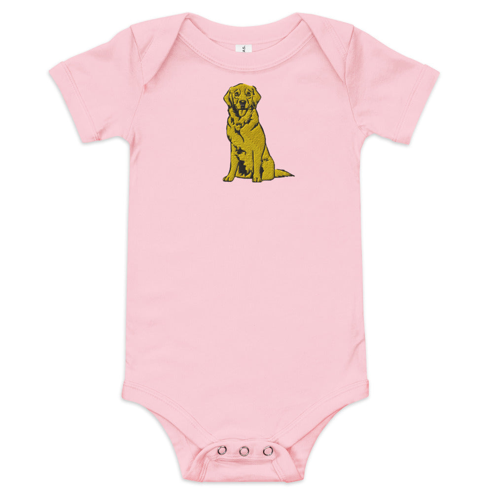 Golden Boy Classic Embroidered Baby short sleeve one piece