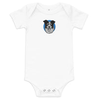 Embroidered Collie Craze Happy Blue Baby One Piece