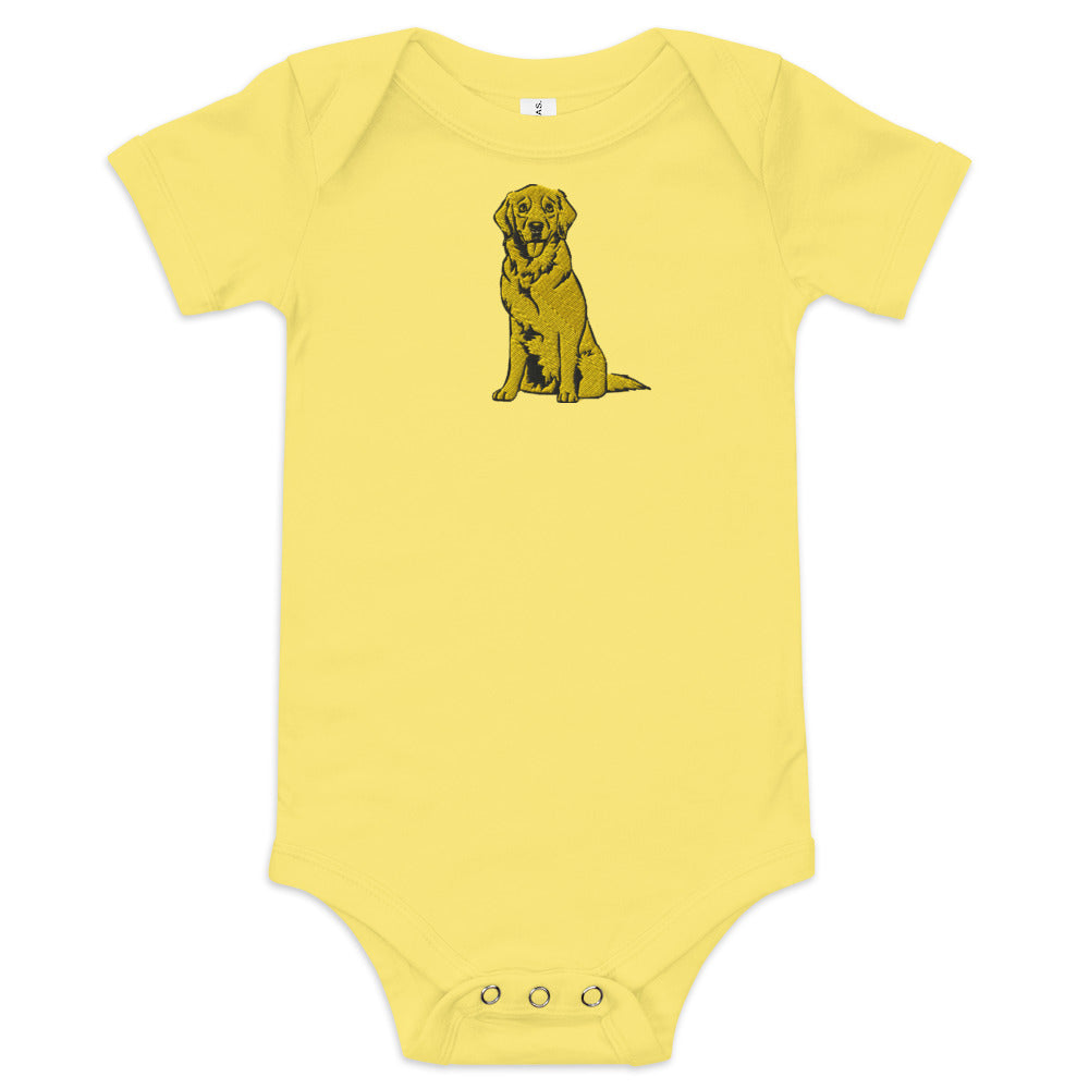 Golden Boy Classic Embroidered Baby short sleeve one piece