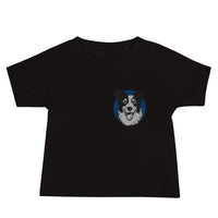 Embroidered Collie Craze Happy Blue Baby Jersey Short Sleeve Tee