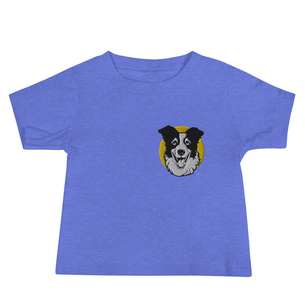 Embroidered Collie Craze Happy Yellow Baby Jersey Short Sleeve Tee