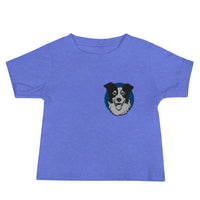 Embroidered Collie Craze Happy Blue Baby Jersey Short Sleeve Tee